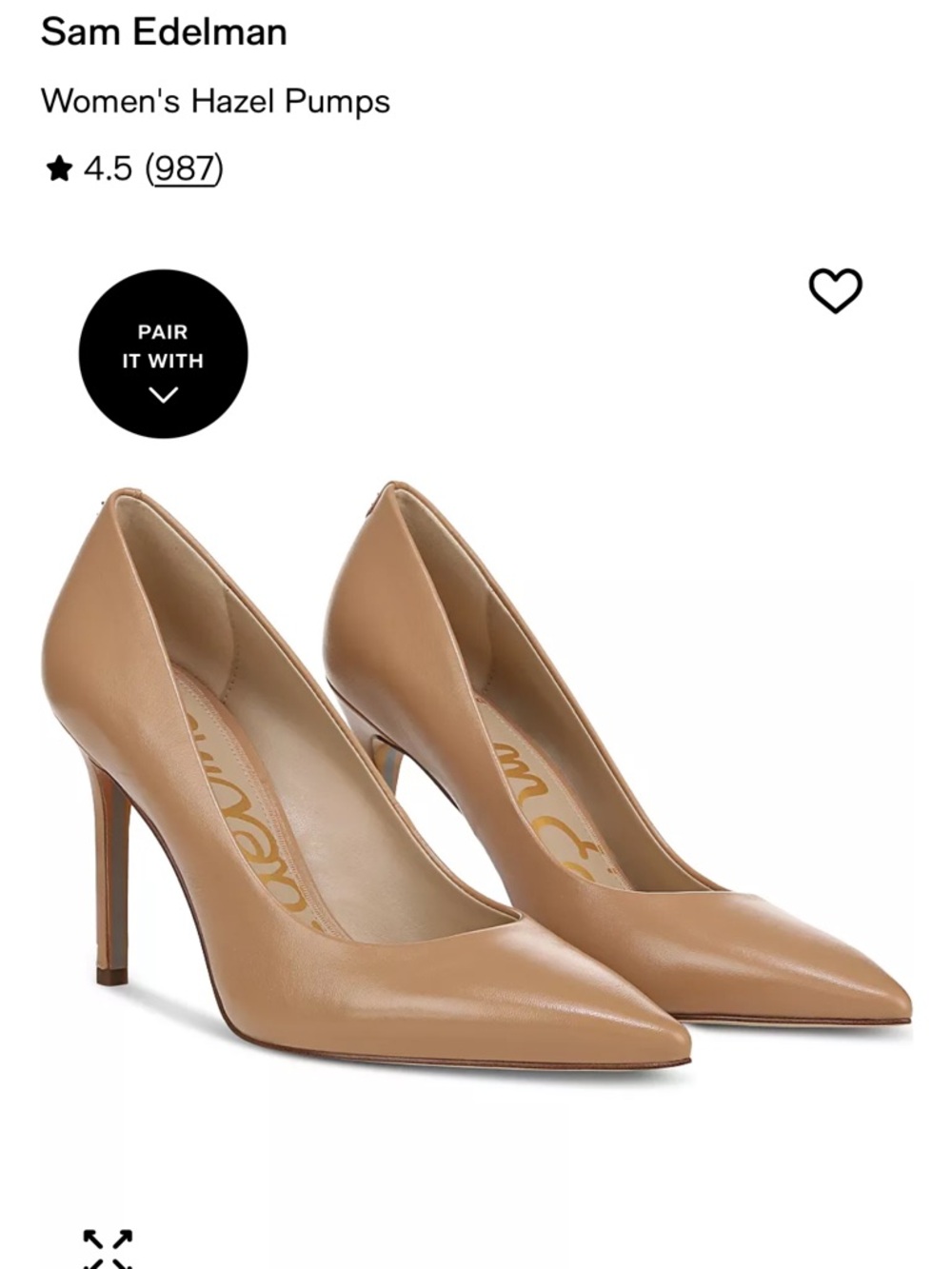 Like new Sam Edelman Hazel Pointed-Toe Pumps in Tan beige 8.5